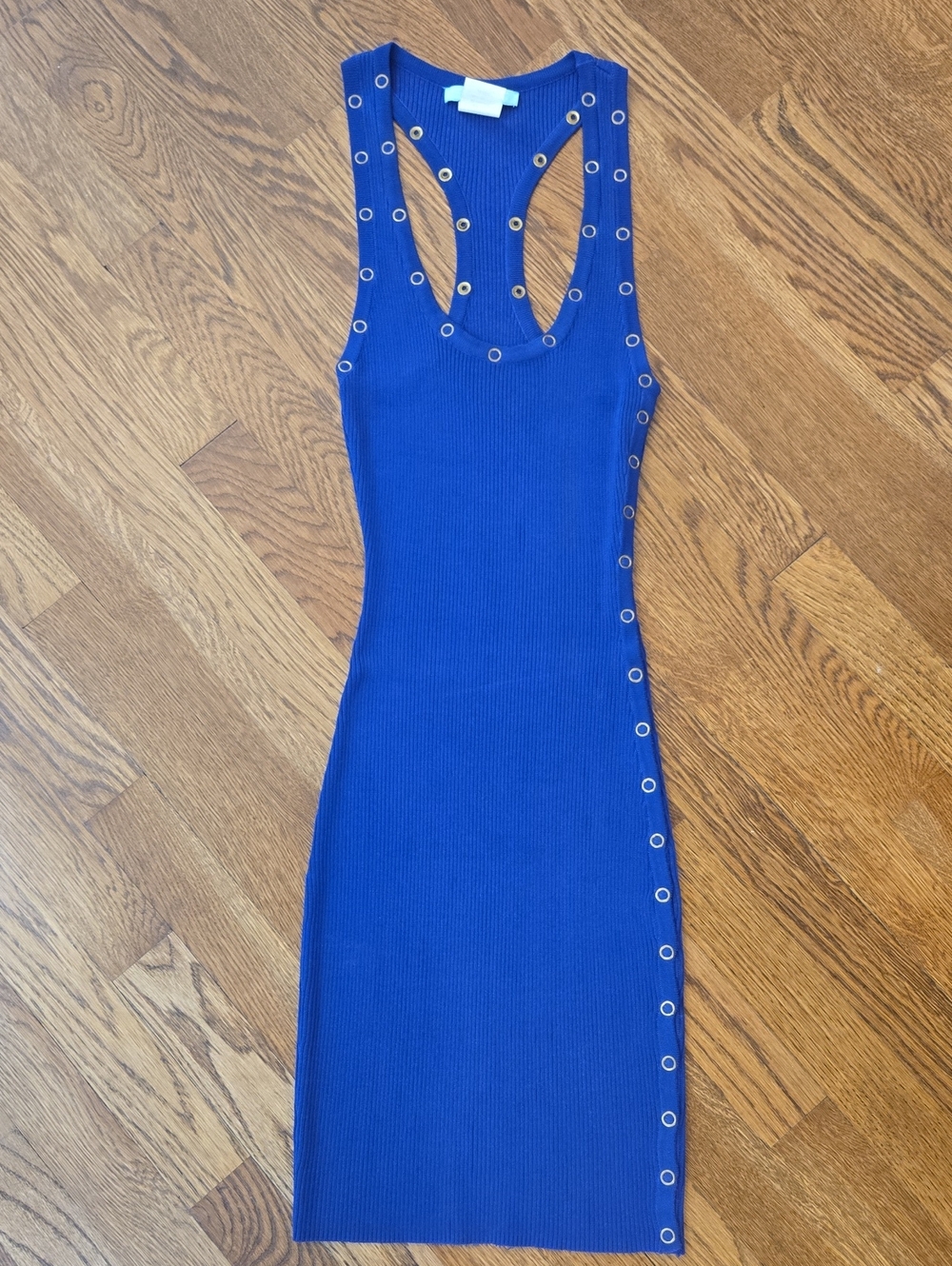 Y2K Vintage Marciano Sleeveless Racerback Royal Blue Grommet Bodycon Dress Sz S